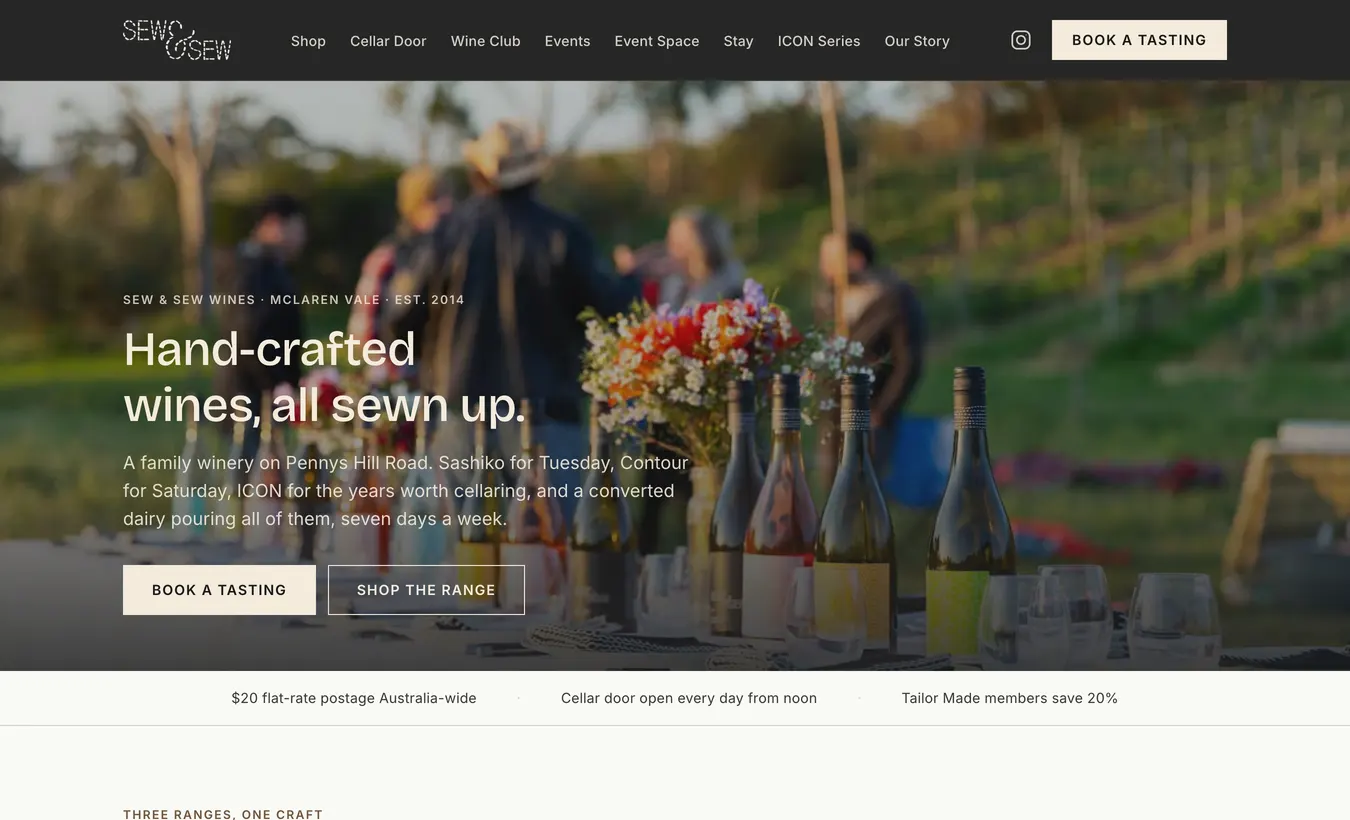 The new Sew & Sew Wines website built by ClickedOn